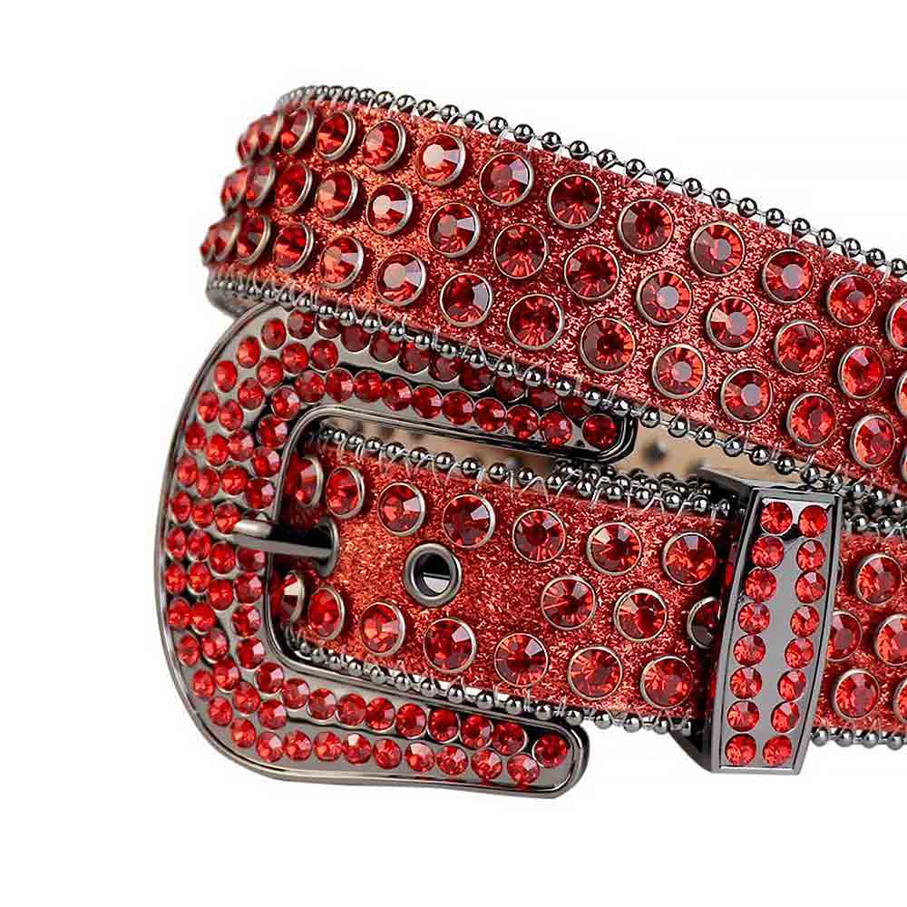 Red Strap With Red Encrusted Rhinestone Belt with Dark Grey Red Buckle