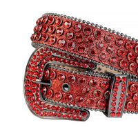 Red Strap With Red Encrusted Rhinestone Belt with Dark Grey Red Buckle