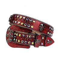 Red Strap With Red & Multi Color Encrusted Rhinestone Belt