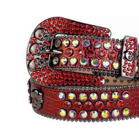 Red Strap With Red & Multi Color Encrusted Rhinestone Belt