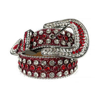 Red Strap With Red & Glimmering Diamond White Encrusted Rhinestone Belt