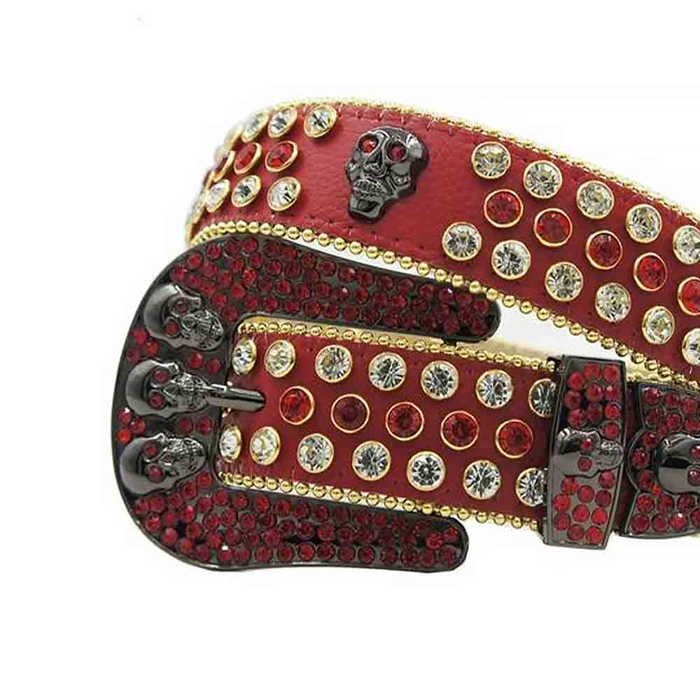 Red Strap With Red & White Embellished Rhinestone Belt