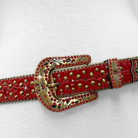 Red With Studs And Red Gems Encrusted Rhinestones Belts