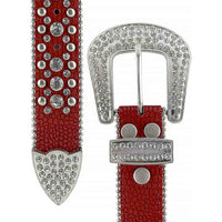 Red With Studs And White Gems Embellished Rhinestones Belts