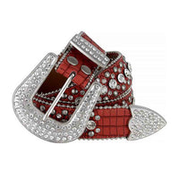 Red With Studs And White Gems Embellished Rhinestones Belts