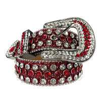 Full-Studded Crystal Rhinestone Western Belt with 3-Piece Silver Buckle