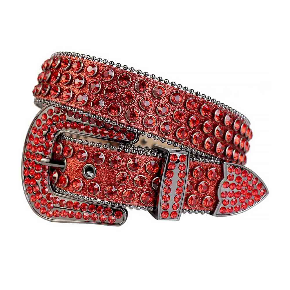 Red Strap With Red Encrusted Rhinestone Belt with Dark Grey Red Buckle