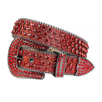 Red Strap With Red Encrusted Rhinestone Belt with Dark Grey Red Buckle