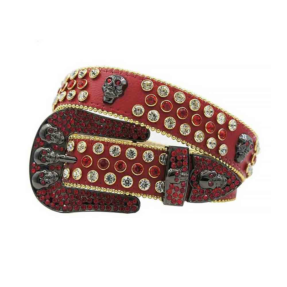 Red Strap With Red & White Embellished Rhinestone Belt