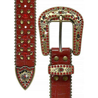 Red With Studs And Red Gems Encrusted Rhinestones Belts