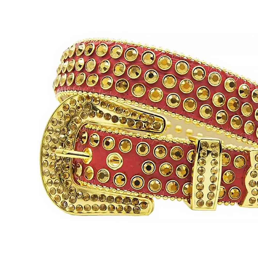 Reddish Gold Strap With Gold Encrusted Rhinestone Belt