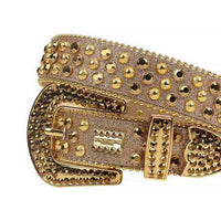 Gold Strap With Gold Faceted Crystal Embellished Rhinestone Belt