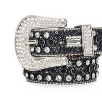 Sparkle Black Strap With Black & Faceted Crystal Studded Rhinestone Belt