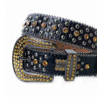 Black Strap With Gold Sparkly Rhinestone BB Belt