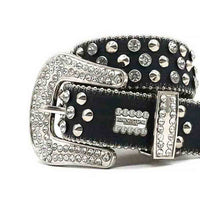 Black With Silver Studs Sparkle Rhinestone Statement Belt