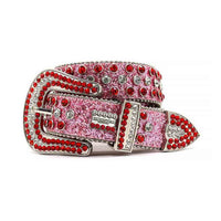 Pink Strap With Glossy Red & Silver Studs Sparkle BB Belt