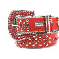 Red Strap With Red Adorned Rhinestone BB Belt