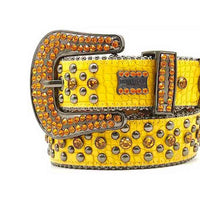 Yellow Belt With Yellow Sparkle Faceted Crystal Rhinestones