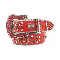Red Strap With Red Adorned Rhinestone BB Belt