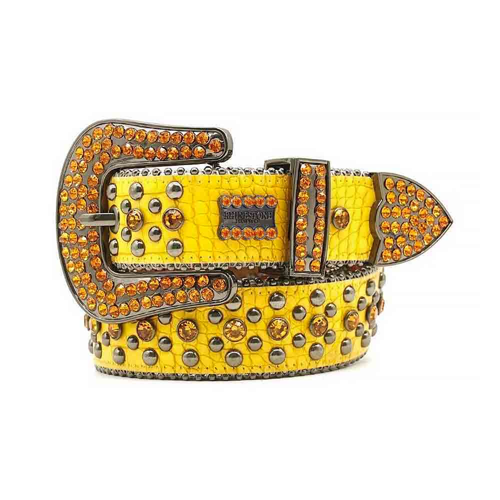 Yellow Belt With Yellow Sparkle Faceted Crystal Rhinestones