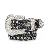 Sparkle Black Strap With Black & Faceted Crystal Studded Rhinestone Belt