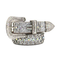 Grey Strap With Multi Embellished Rhinestone BB Belt