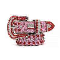 Pink Strap With Glossy Red & Silver Studs Sparkle BB Belt