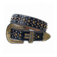Black Strap With Gold Sparkly Rhinestone BB Belt
