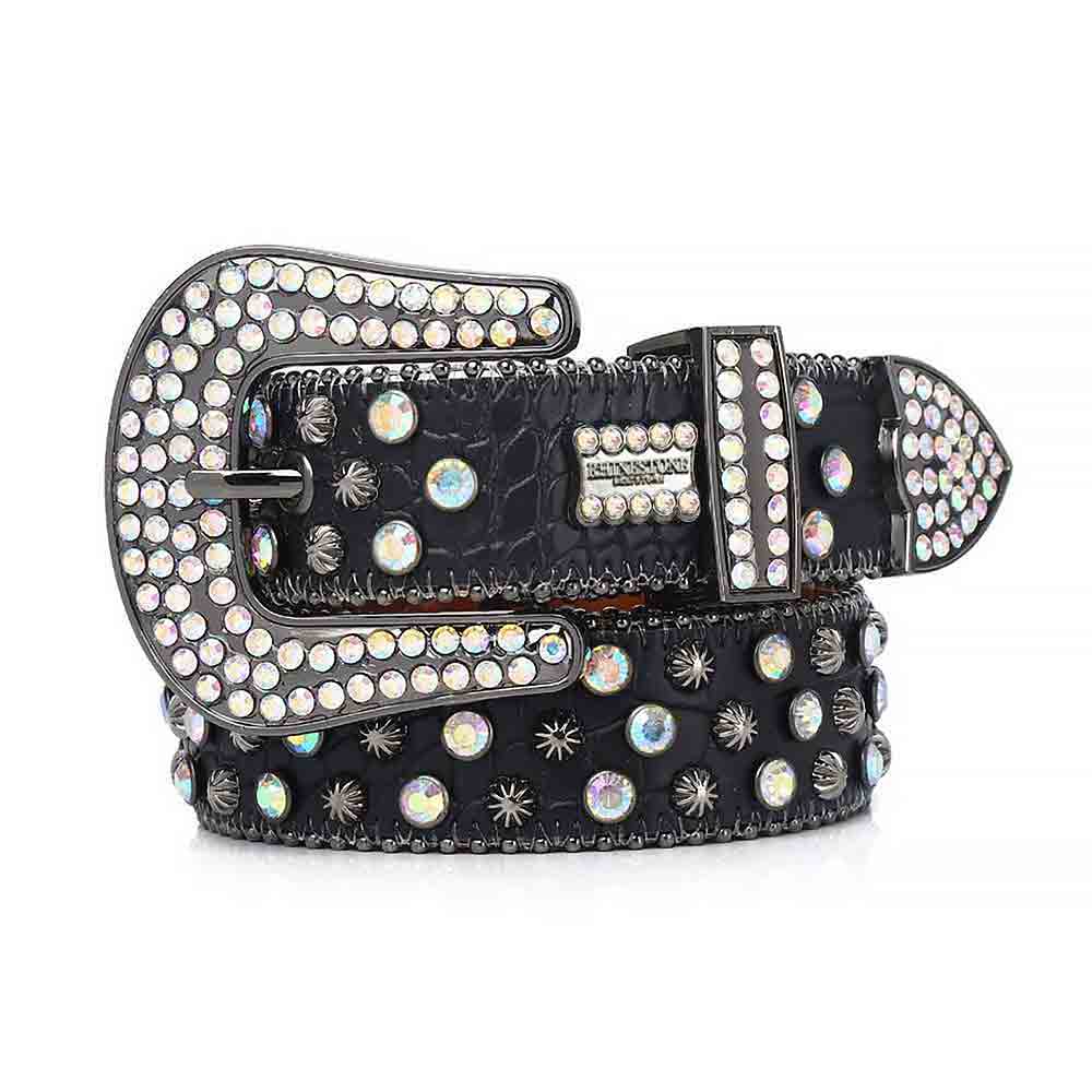 Black Strap With Multi Sparkle Gems BB Rhinestones Belt