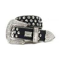 Black With Silver Studs Sparkle Rhinestone Statement Belt