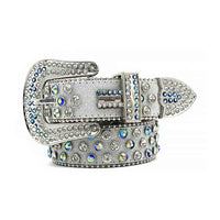 Grey Strap With Multi Faceted Crystal Gems BB Belt