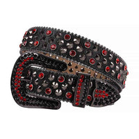 Sparkling Rhinestone Black belt and Red Faceted Crystal Diamonds with Black Buckle Embellished with Red & Black Crystal Diamonds Rhinestones