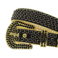 Crystal-Studded Leather Waist Belt Black With Black Studs