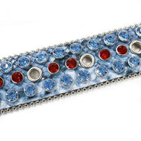 Crystal-Studded Genuine Leather Belt Snake Multi With Red Blue Gems
