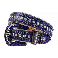 Crystal-Studded Leather Waist Belt Blue With Multi And Blue Studs