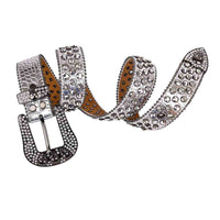 Silver Strap With 7 Skulls Silver & White Adorned Rhinestone Belt