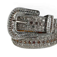 Silver Strap With Brown Encrusted Rhinestone Belt