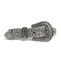 Silver Strap With Multi Color & Diamond Faceted Crystals Encrusted Rhinestone Belt