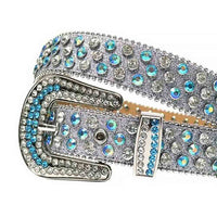 Silver Strap With Multi Colour Encrusted Rhinestone Belt