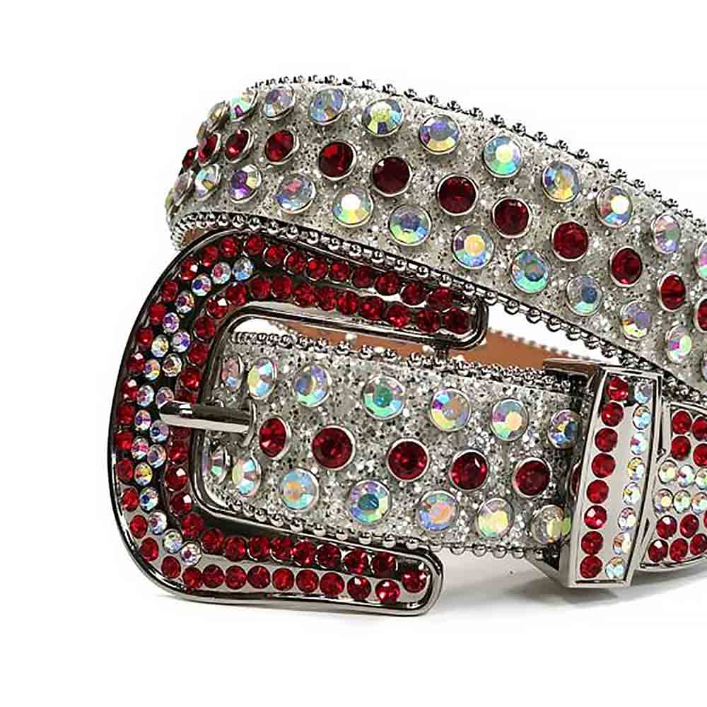 Silver Strap With Multi Colour & Red Embellished Rhinestone Belt