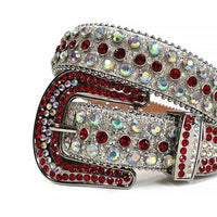 Silver Strap With Multi Colour & Red Embellished Rhinestone Belt