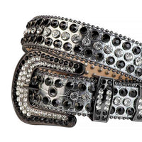 Silver Strap With White & Black Adorned Rhinestone Belt