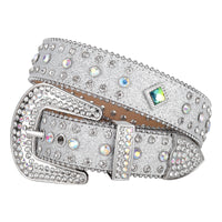 Diamond-Concho Snakeskin Rhinestone Western Belt
