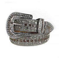 Silver Strap With Brown Encrusted Rhinestone Belt