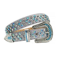 Silver Strap With Multi Colour Encrusted Rhinestone Belt