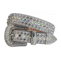 Silver Strap With Multi & Faceted Crystal Silver Embellished Rhinestone Belt