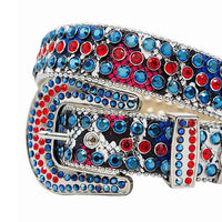Snake Multi Colour Strap With Red & Blue Adorned Rhinestone Belt