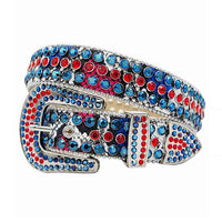 Snake Multi Colour Strap With Red & Blue Adorned Rhinestone Belt