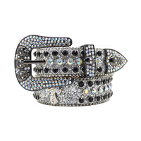Silver Skull With Black & Multi Rhinestone Statement Belt