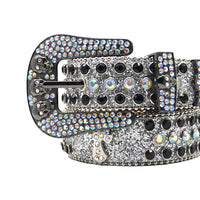 Silver Skull With Black & Multi Rhinestone Statement Belt